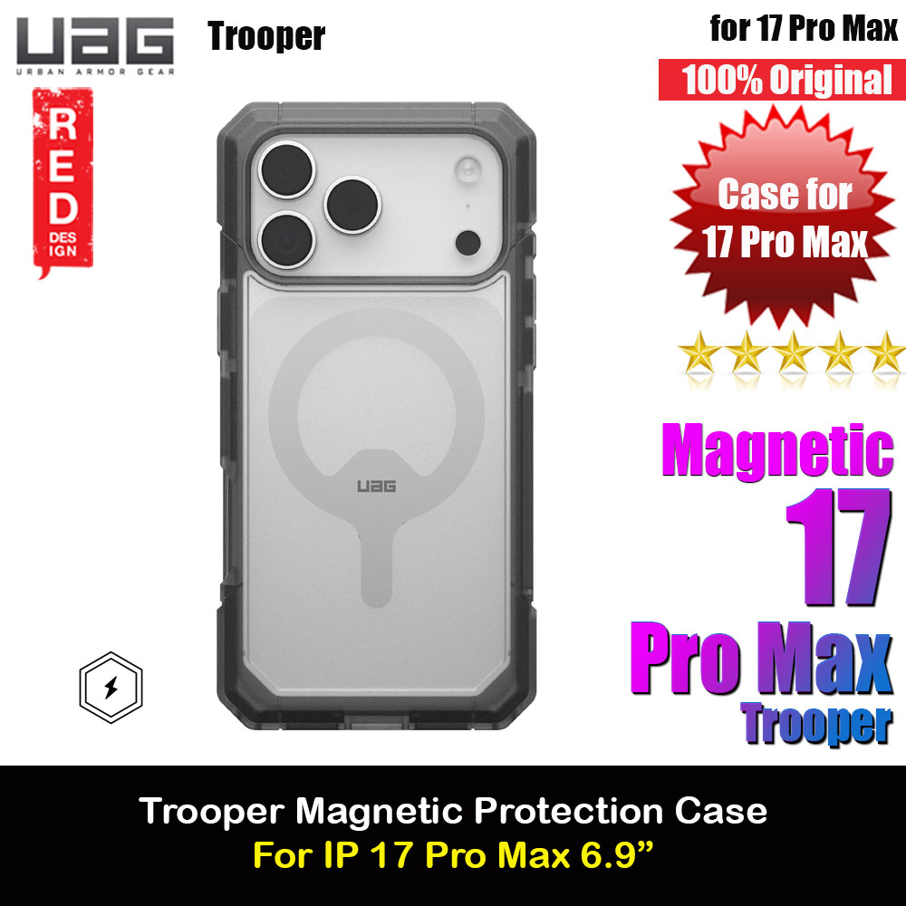 UAG Trooper Magsafe Drop Proof Shock Absorbing Drop Protection Case for iPhone 17 Pro Max 6.9 (Clear Ash)