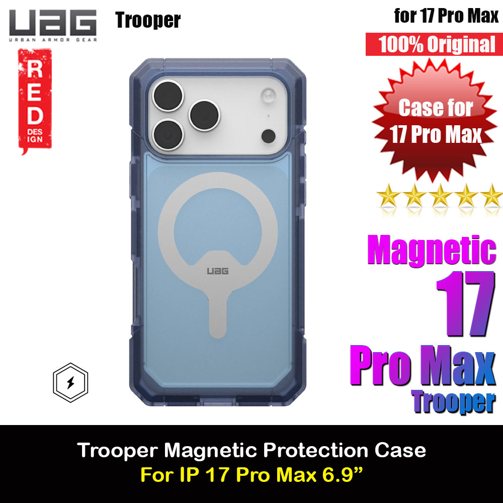 UAG Trooper Magsafe Drop Proof Shock Absorbing Drop Protection Case for iPhone 17 Pro Max 6.9 (Cloud Blue)