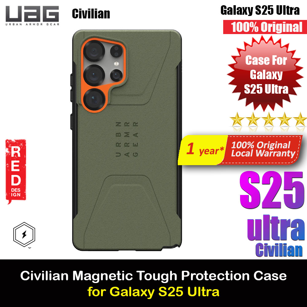 UAG Civilian Galaxy S25 Ultra High Quality Drop Protection Case with Magnetic Charging Compatible (Olive Drab Orange)