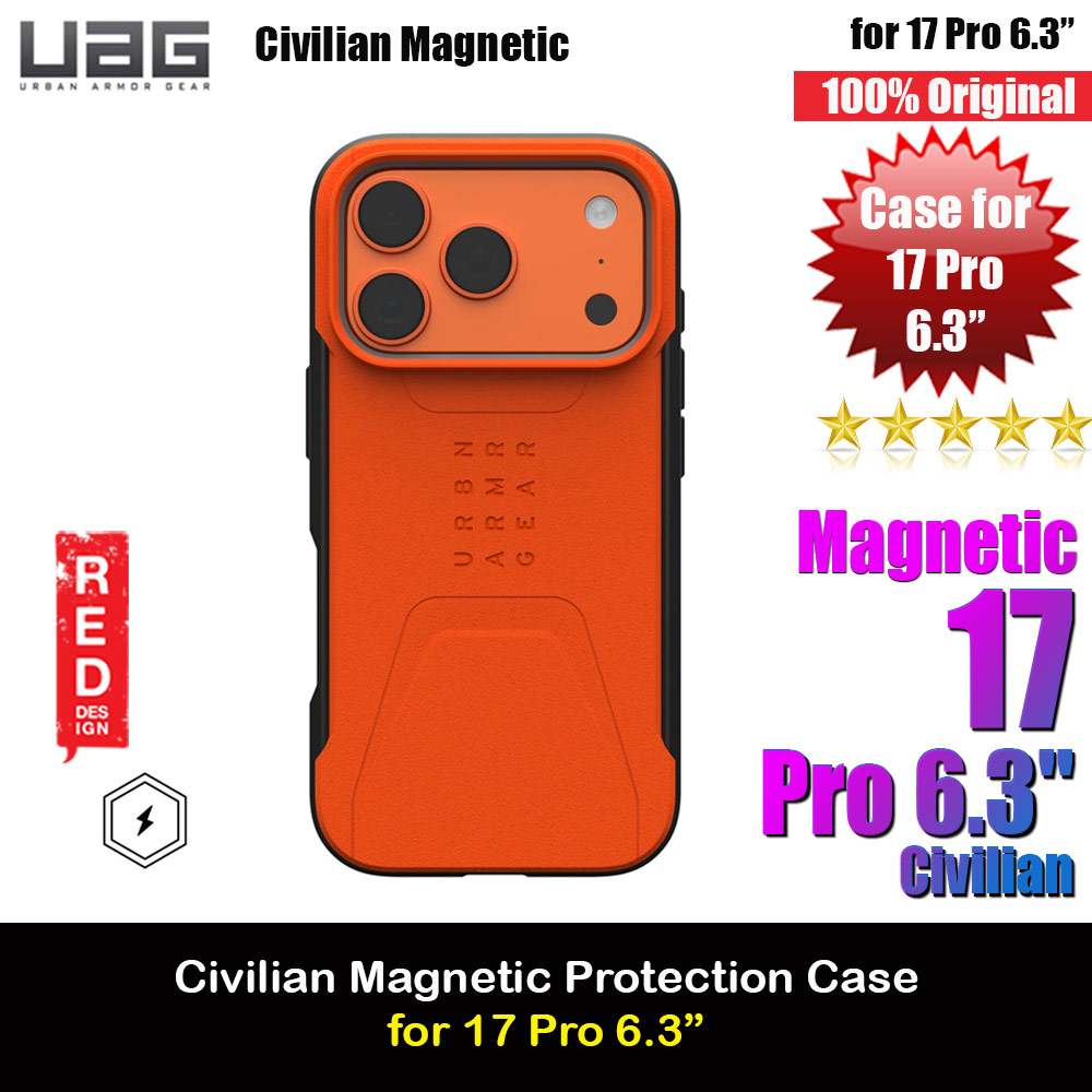 UAG Civilian Magsafe Drop Proof Shock Absorbing Drop Protection Case Case for iPhone 17 Pro 6.3 (Orange)