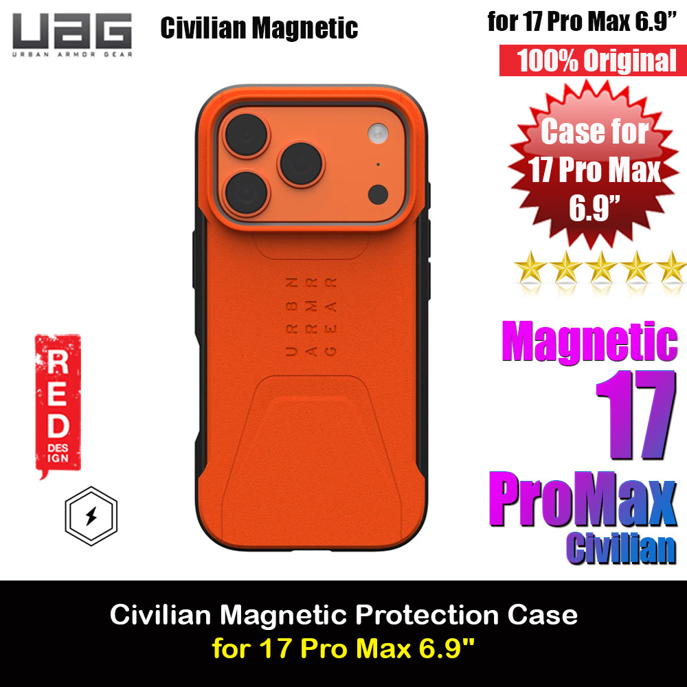 UAG Civilian Magsafe Drop Proof Shock Absorbing Drop Protection Case Case for iPhone 17 Pro Max 6.9 (Orange)