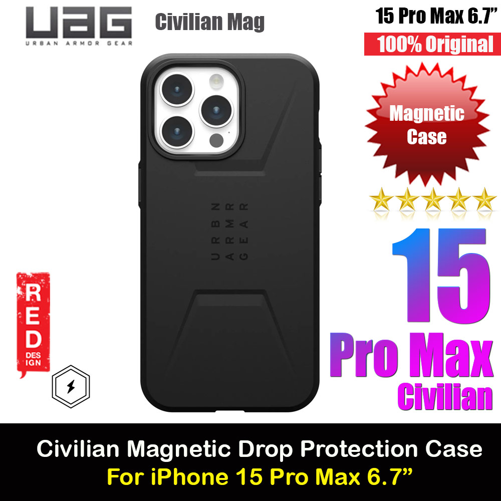 UAG Civilian Magsafe Drop Proof Shock Absorbing Drop Protection Case Case for iPhone 15 Pro Max 6.7 (Black)