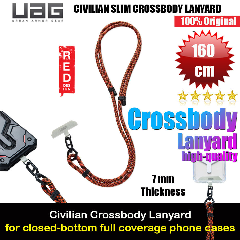 UAG Civilian Slim Crossbody Lanyard Shoulder Holder Link Strap 7mm Thick for Phone case (Rust Black)