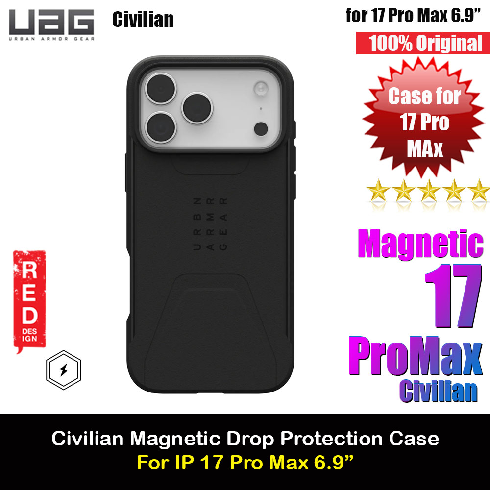 UAG Civilian Magsafe Drop Proof Shock Absorbing Drop Protection Case Case for iPhone 17 Pro Max 6.9 (Black)