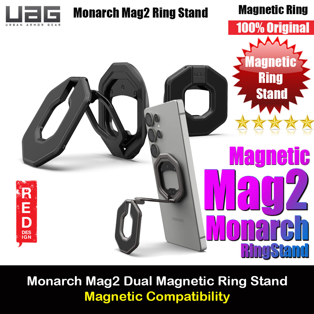 UAG Monarch Mag2 Dual Magnetic Ring Stand Holder Phone Grip and Kickstand Stand (Black)