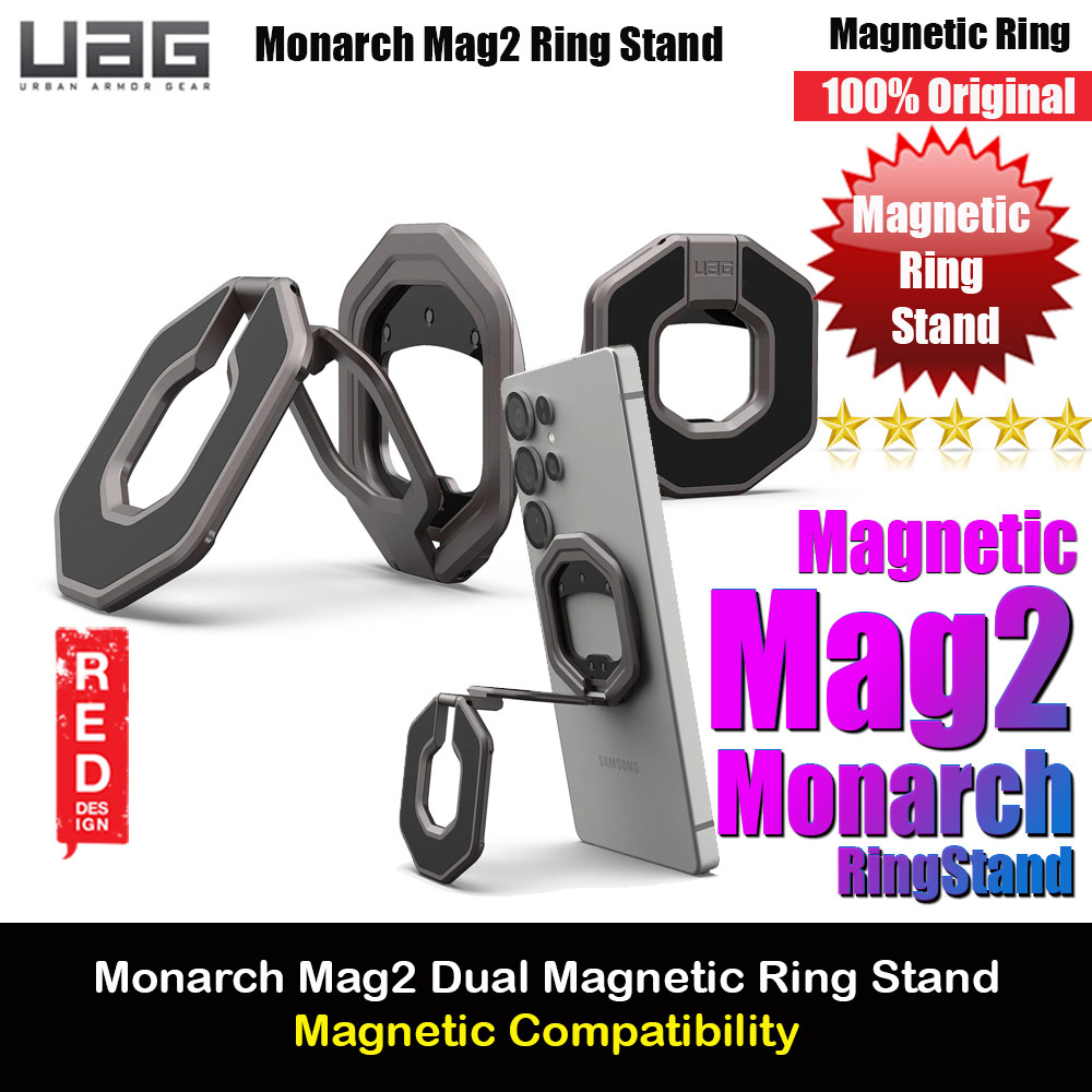UAG Monarch Mag2 Dual Magnetic Ring Stand Holder Phone Grip and Kickstand Stand (Gunmetal)