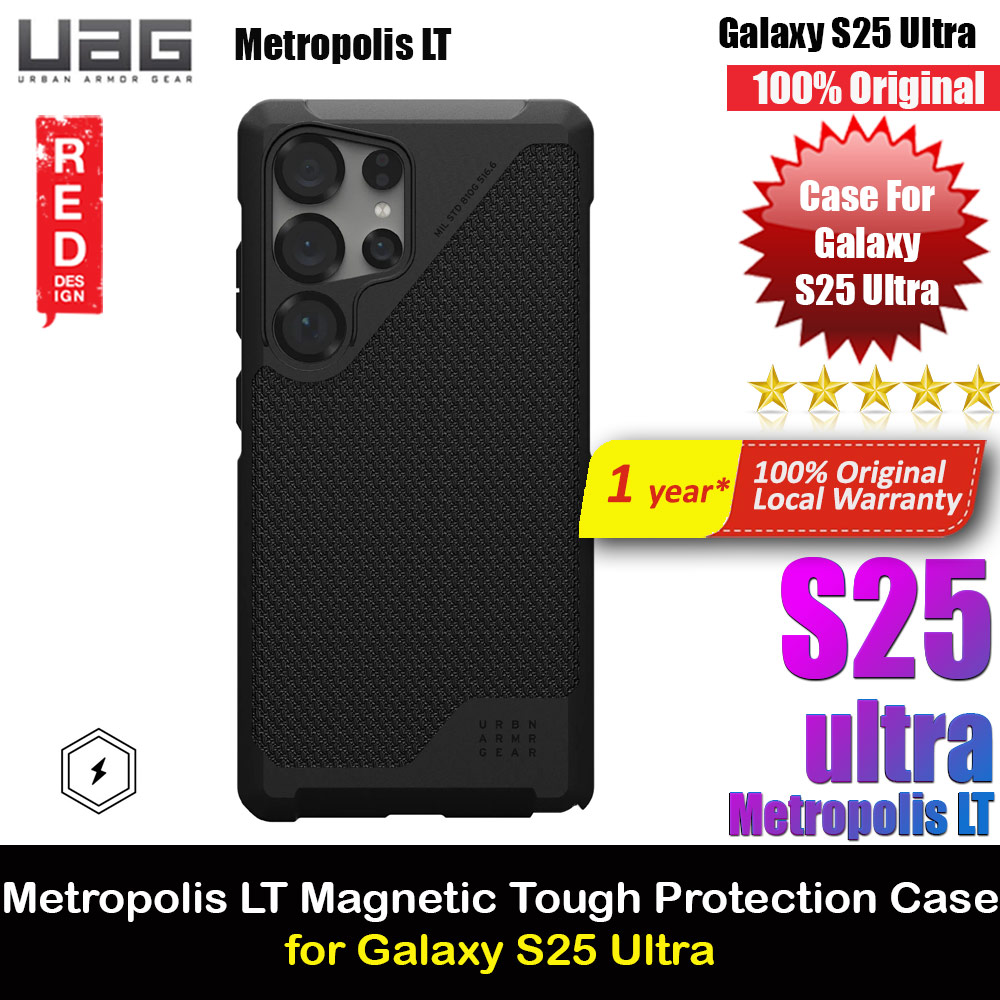 UAG Metropolis LT Pro Galaxy S25 Ultra High Quality Drop Protection Case with Magnetic Charging Compatible (Kevlar Black)