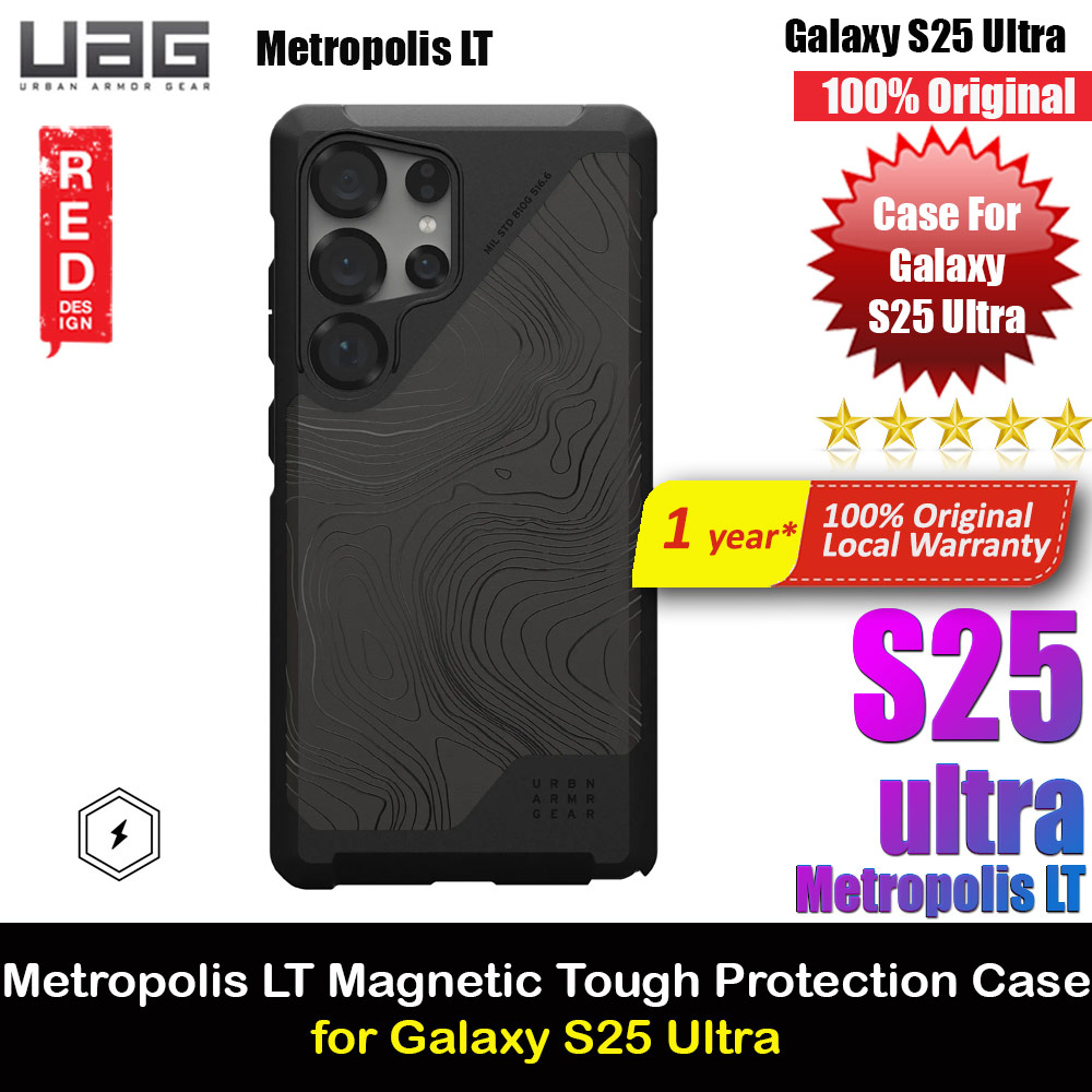 UAG Metropolis LT Pro Galaxy S25 Ultra High Quality Drop Protection Case with Magnetic Charging Compatible (Topography Black)