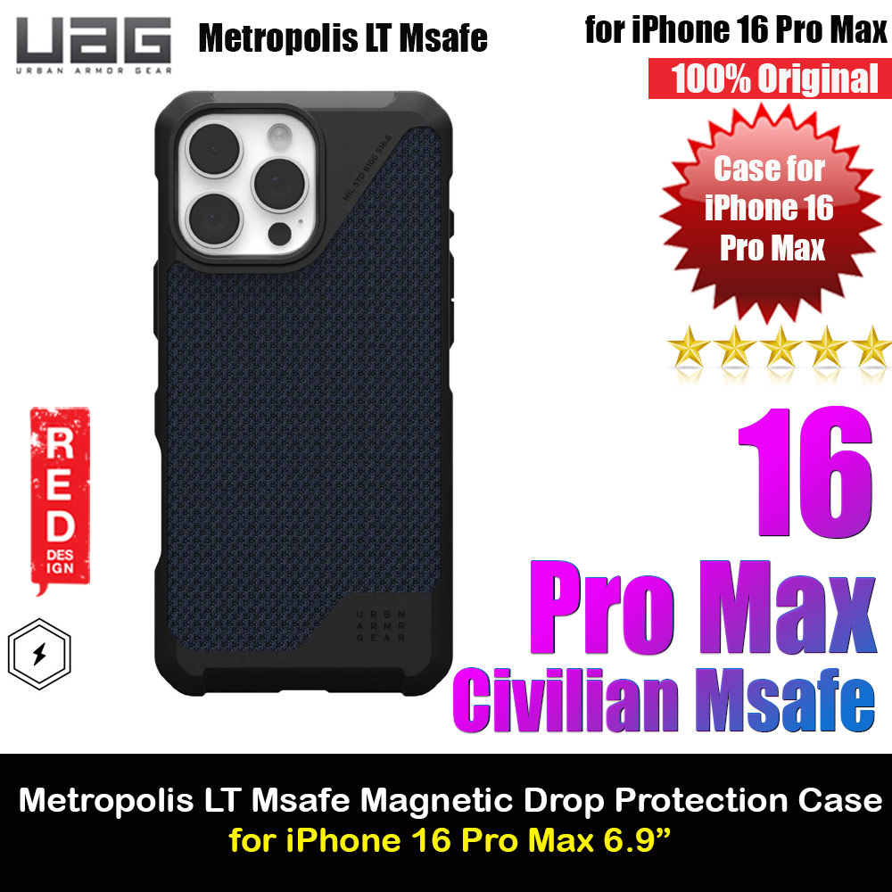 UAG Metropolis LT Magsafe Drop Proof Shock Absorbing Drop Protection Case for iPhone 16 Pro Max 6.9 (Kevlar Mallard)