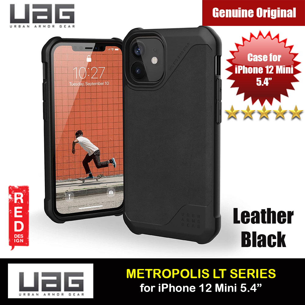 UAG Urban Armor Gear Metropolis LT Feather Light Heavy Duty Shockproof Slim Rugged Series for iPhone 12 Mini 5.4 (Leather Black)