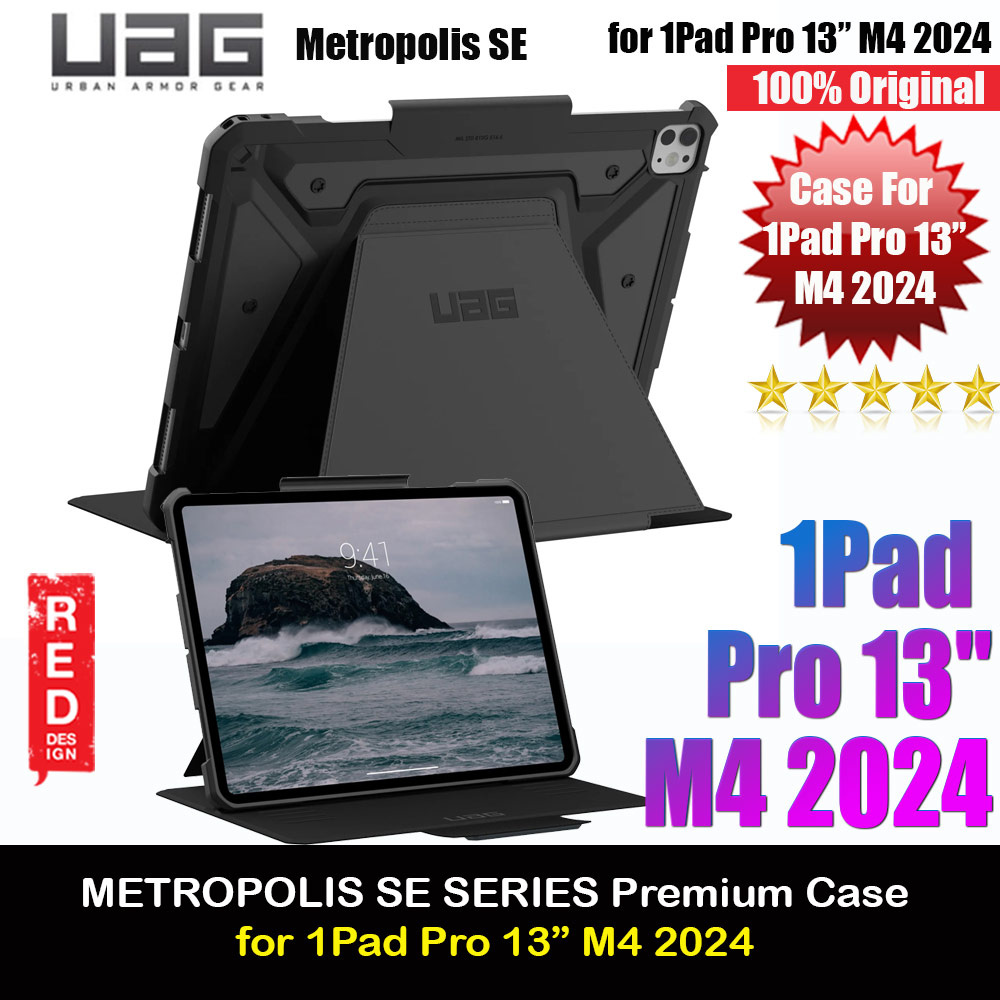 UAG Metropolis SE Drop Protection Flip Stand Premium Case for iPad Pro 13 M4 2024 7th Gen (Black)