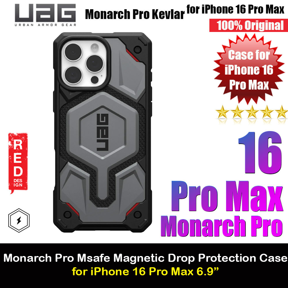 UAG Monarch Pro Kevlar Magsafe Compatible Drop Proof Case for iPhone 16 Pro Max 6.9 (Kevlar Silver)