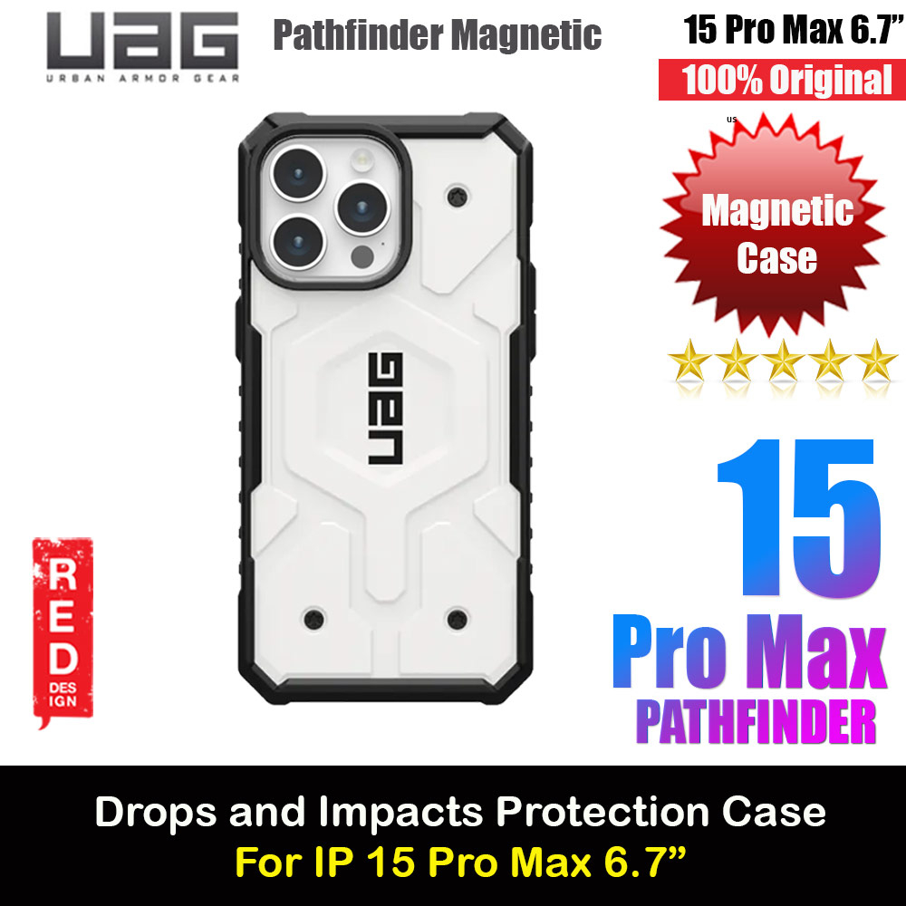 UAG Pathfinder Magsafe Compatible Drop Proof Case for iPhone 15 Pro Max 6.7 (White)