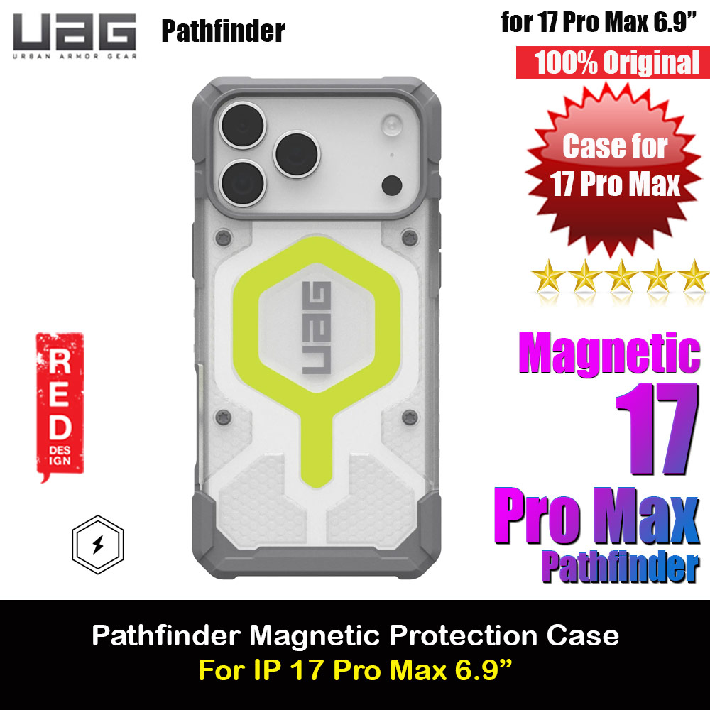 UAG Pathfinder Magsafe Compatible Drop Proof Clear Case for iPhone 17 Pro 6.3 (Actice Neon Glow)