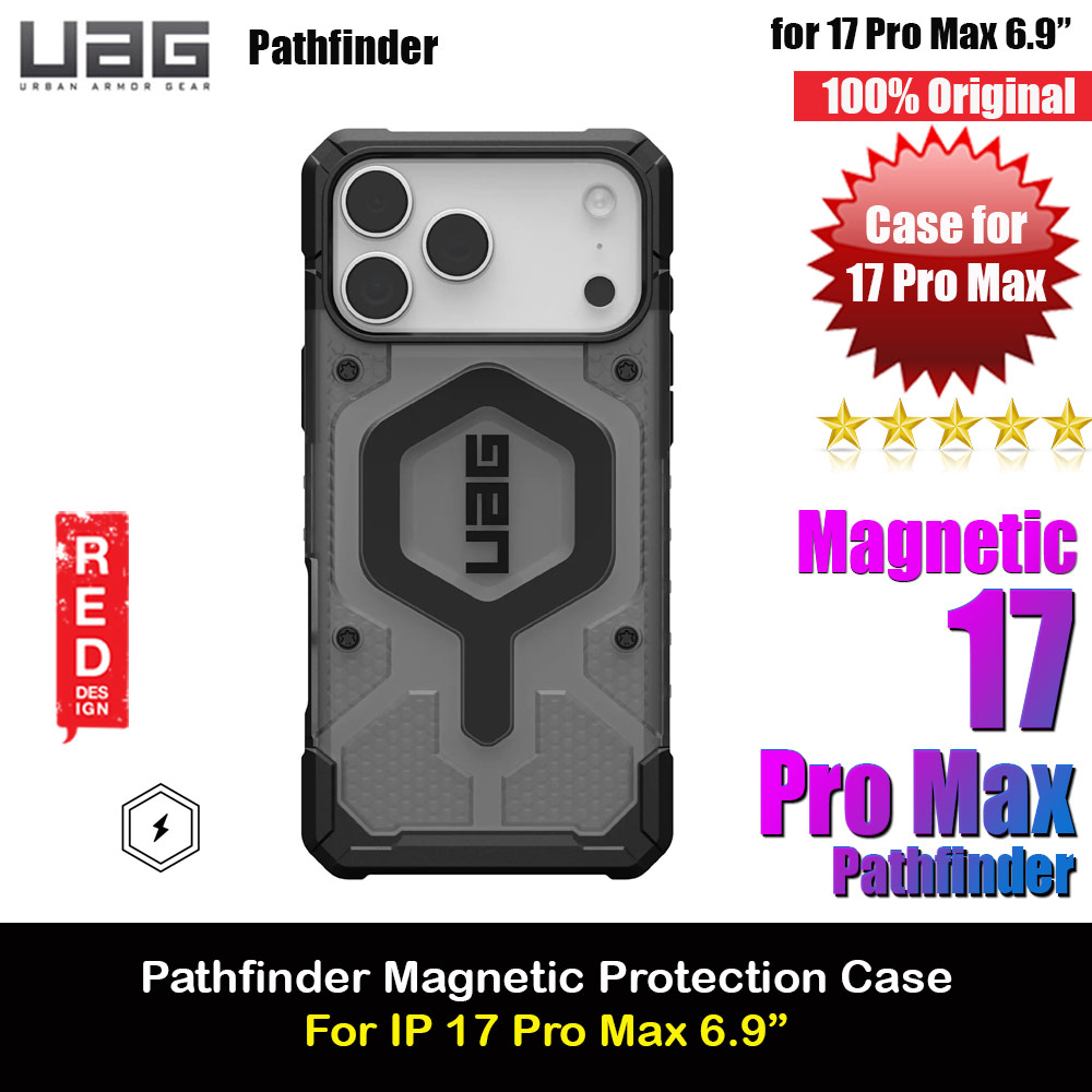 UAG Pathfinder Magsafe Compatible Drop Proof Clear Case for iPhone 17 Pro Max 6.9 (Ash Black)