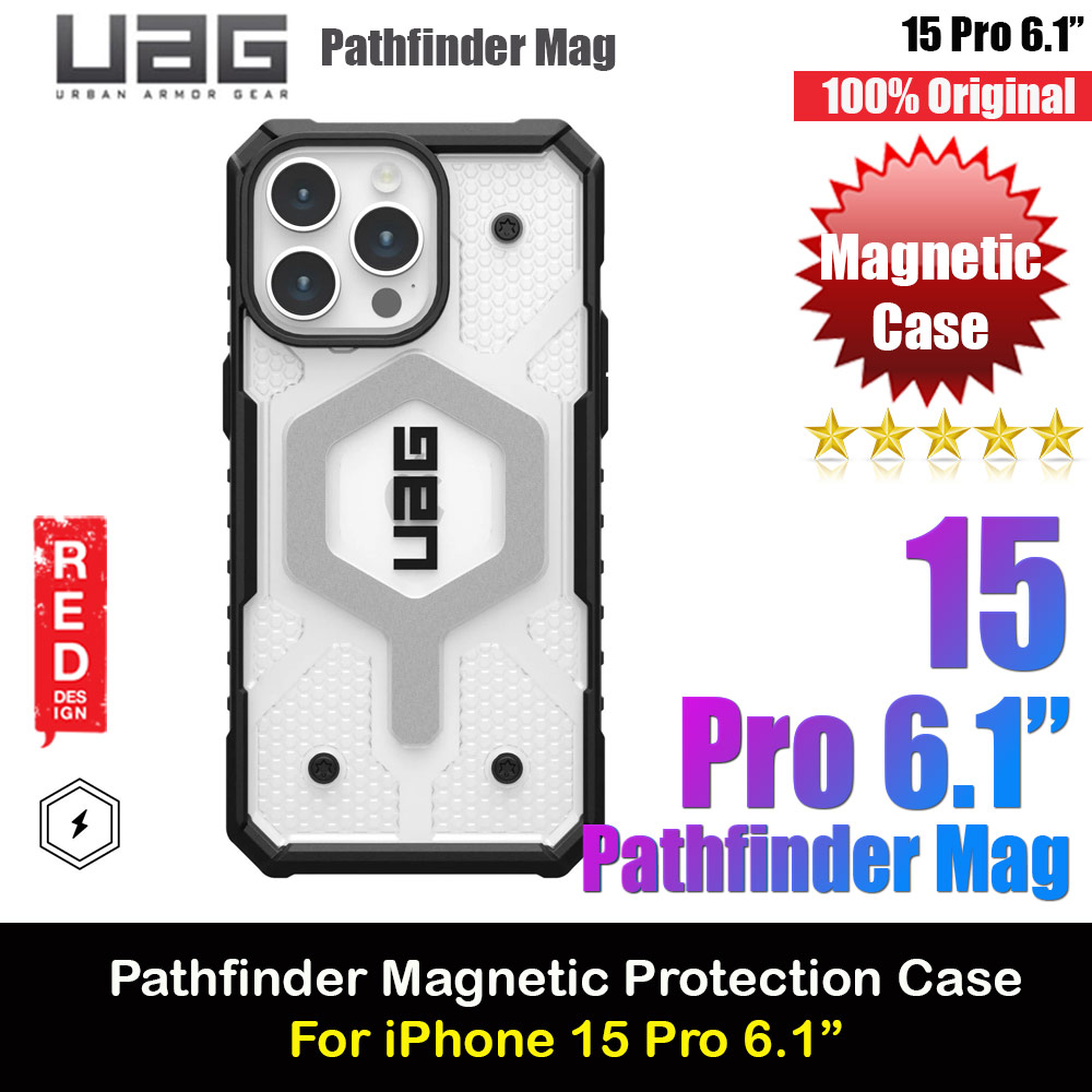 UAG Pathfinder Magsafe Compatible Drop Proof Transparent Clear Case for iPhone 15 Pro 6.1 (Ice)