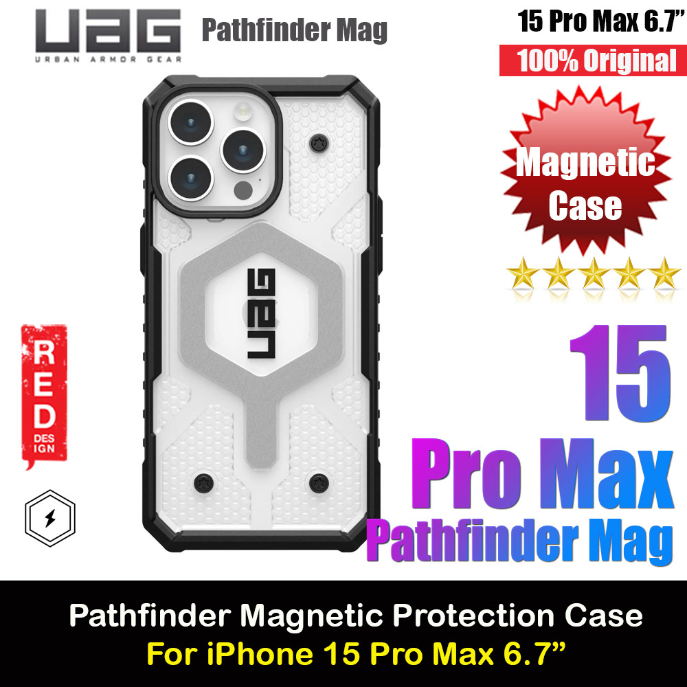 UAG Pathfinder Magsafe Compatible Drop Proof Transparent Clear Case for iPhone 15 Pro Max 6.7 (Ice)