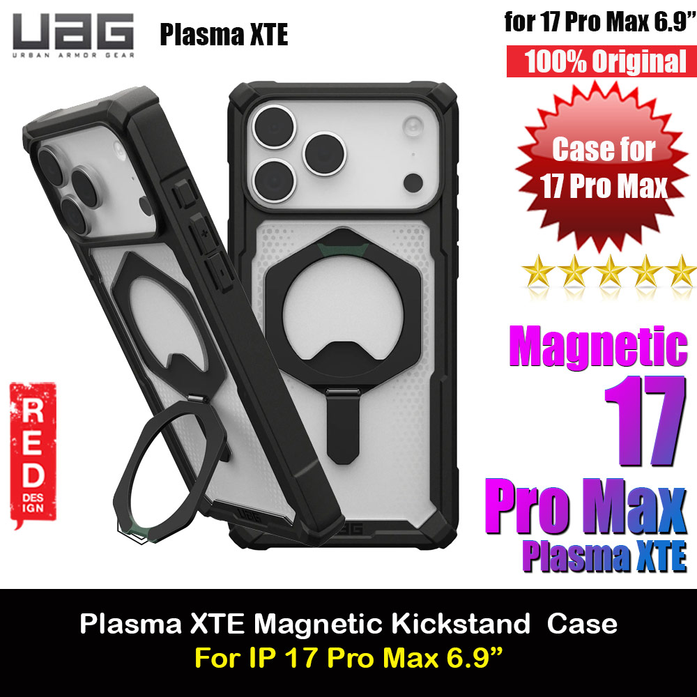 UAG Plasma XTE Magsafe Drop Proof Shock Absorbing Drop Protection Case Kickstand Case for iPhone 17 Pro Max 6.9 (Black Clear)