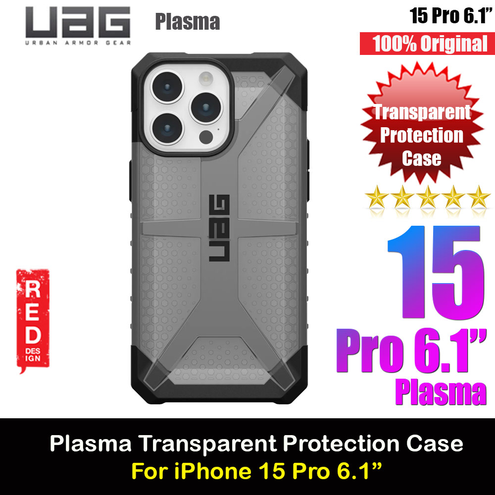 UAG Plasma Drop Proof Shock Impact Resistant Transparent Clear Case for iPhone 15 Pro 6.1 (Ash)