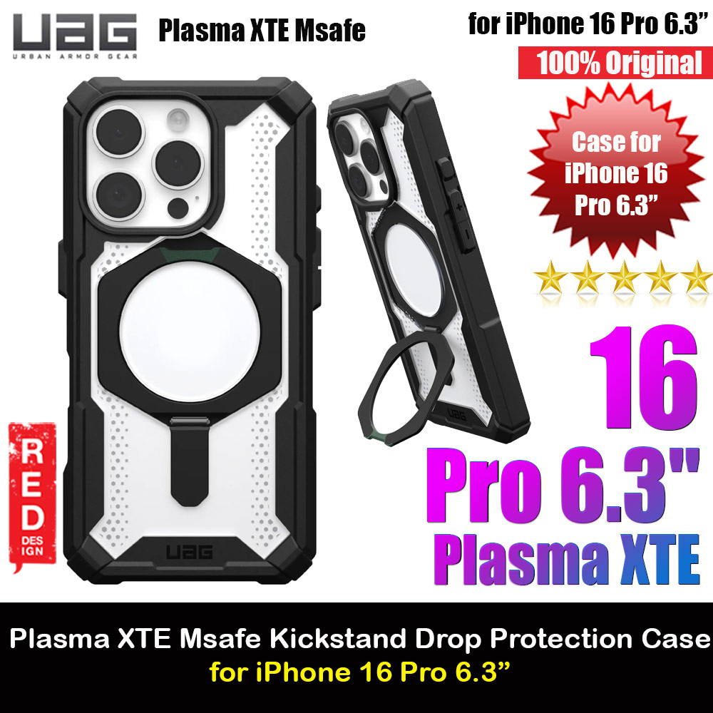 UAG Plasma XTE Magsafe Compatible Drop Proof Kickstand Case for iPhone 16 Pro 6.3 (Black Clear)