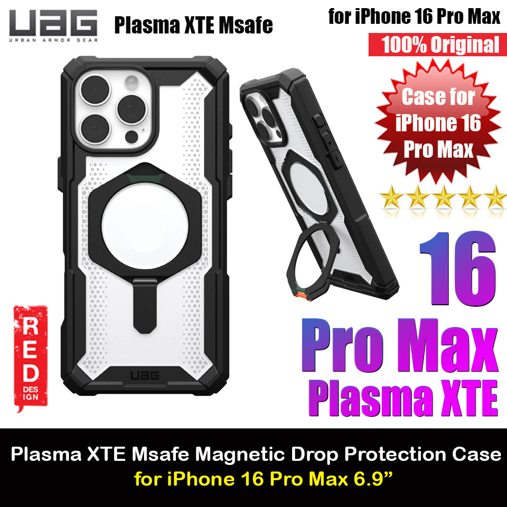 UAG Plasma XTE Magsafe Compatible Drop Proof Kickstand Case for iPhone 16 Pro Max 6.9 (Black Clear)
