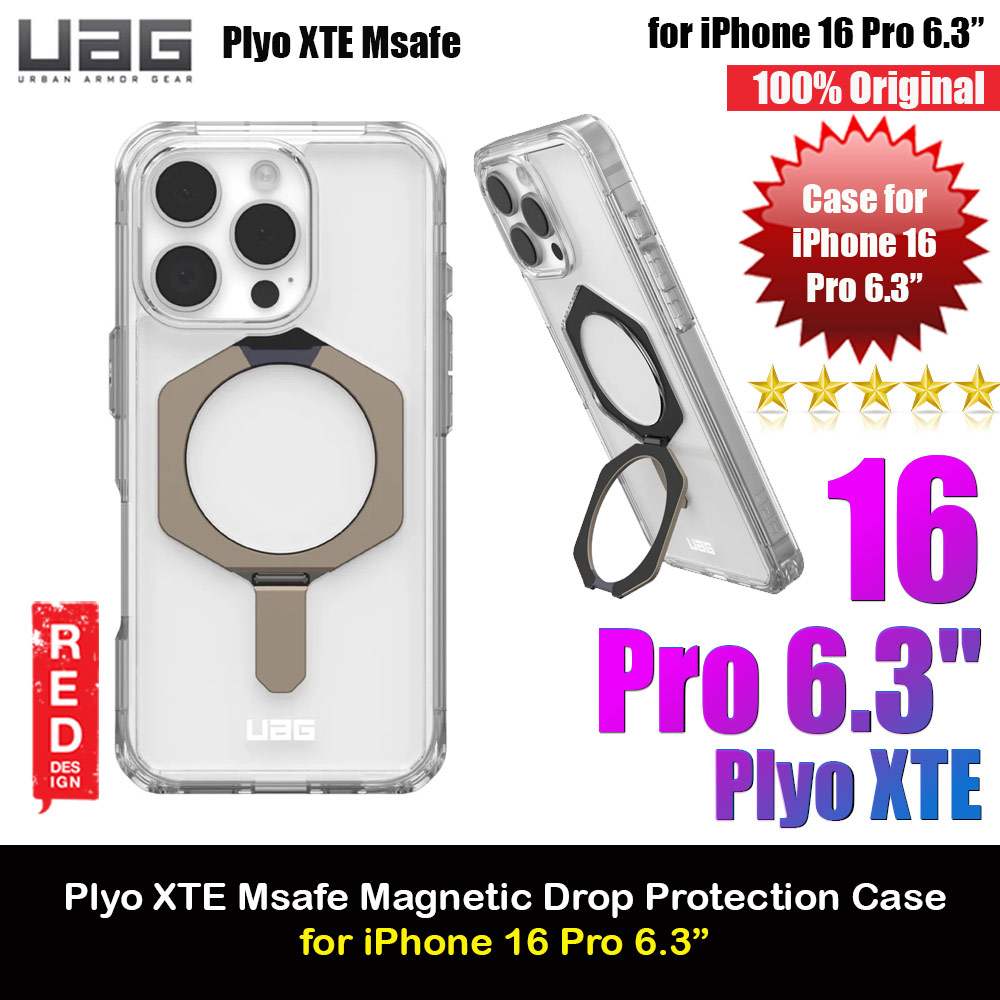UAG Plyo XTE Magsafe Compatible Drop Proof Kickstand Case for iPhone 16 Pro 6.3 (Clear Titanium)
