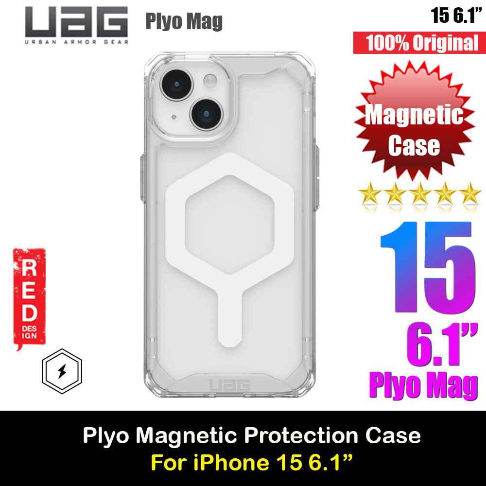UAG Plyo Magsafe Compatible Drop Proof Shock Impact Resistant Transparent Clear Case for iPhone 15 6.1 (Ice White)