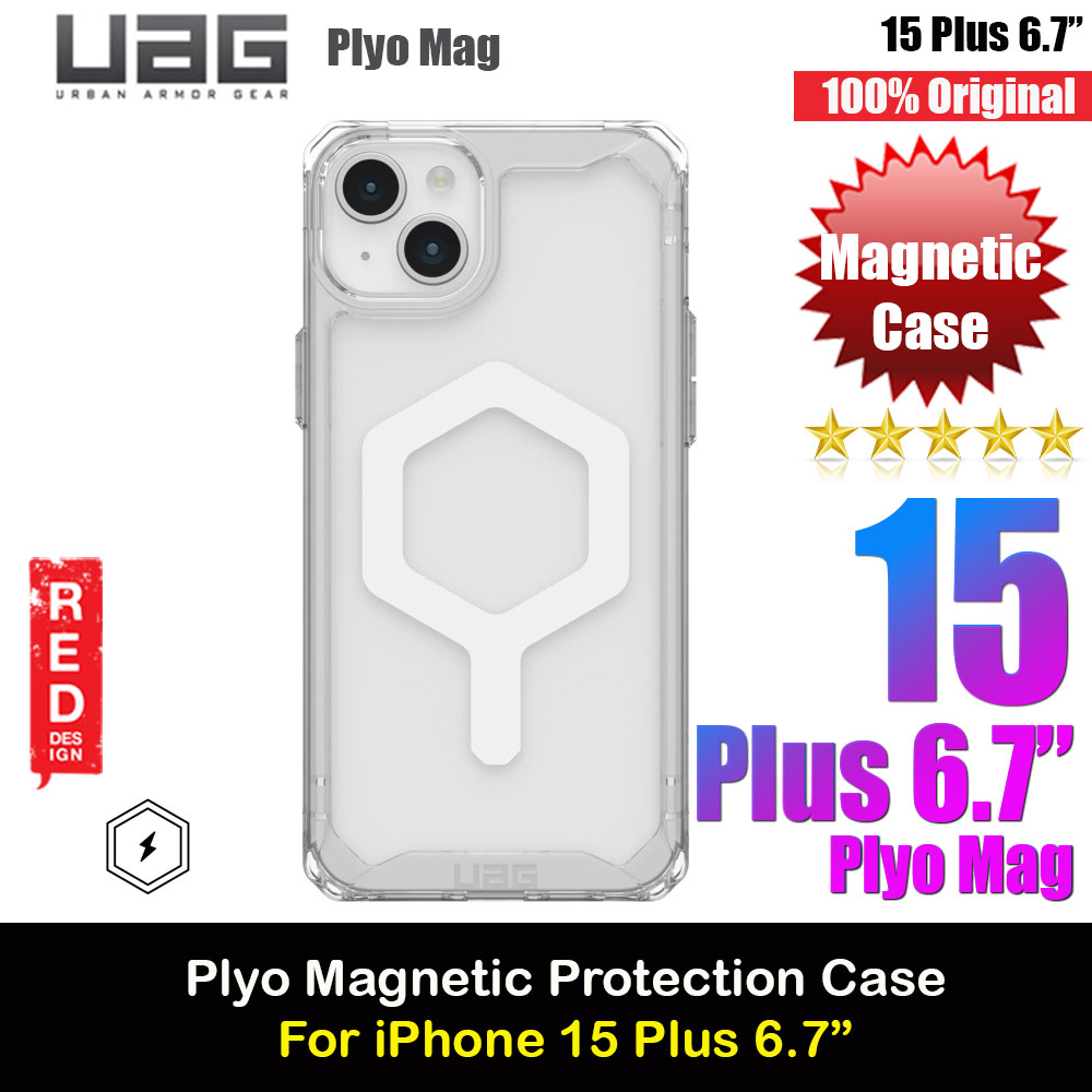 UAG Plyo Magsafe Compatible Drop Proof Shock Impact Resistant Transparent Clear Case for iPhone 15 Plus 6.7 (Ice White)
