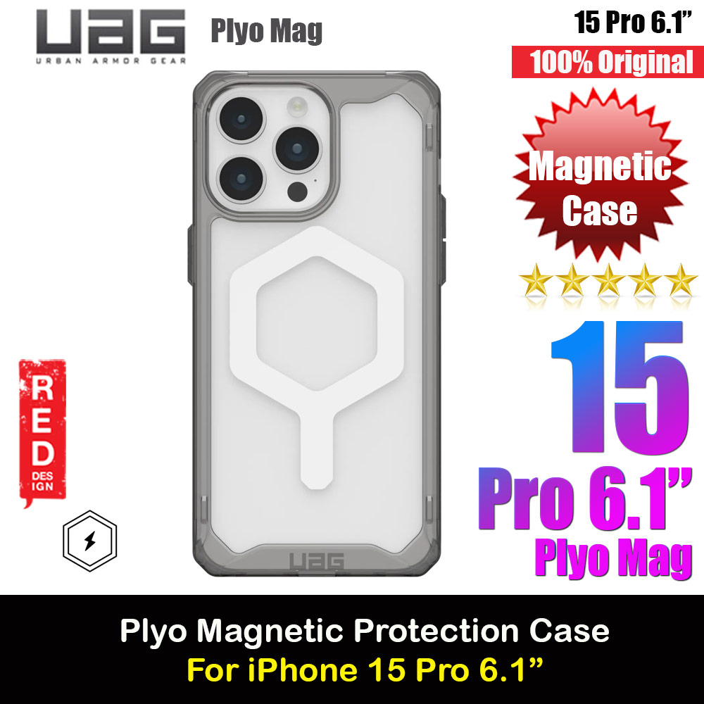 UAG Plyo Magsafe Compatible Drop Proof Shock Impact Resistant Transparent Clear Case for iPhone 15 Pro 6.1 (Ash White)
