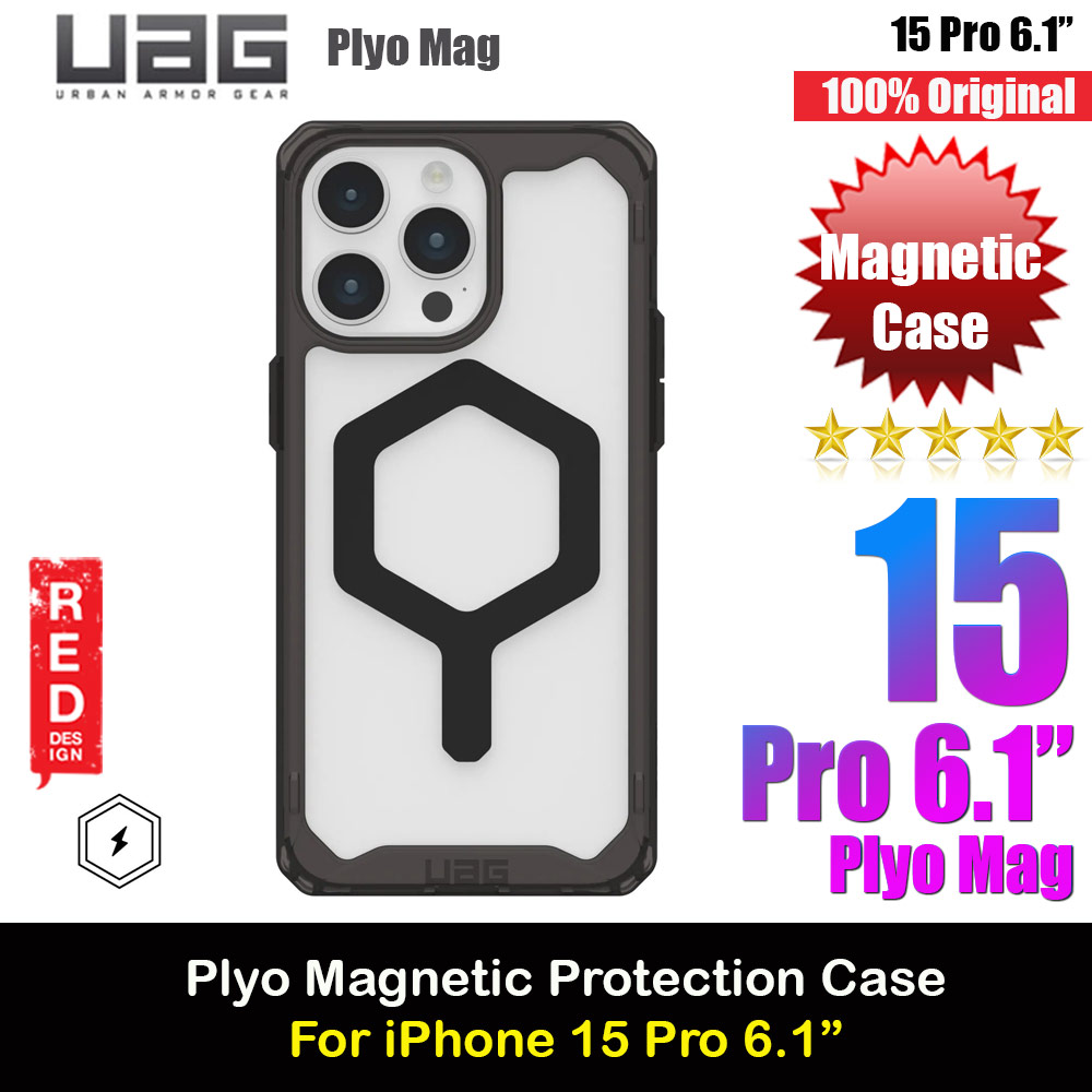 UAG Plyo Magsafe Compatible Drop Proof Shock Impact Resistant Transparent Clear Case for iPhone 15 Pro 6.1 (Black Black)