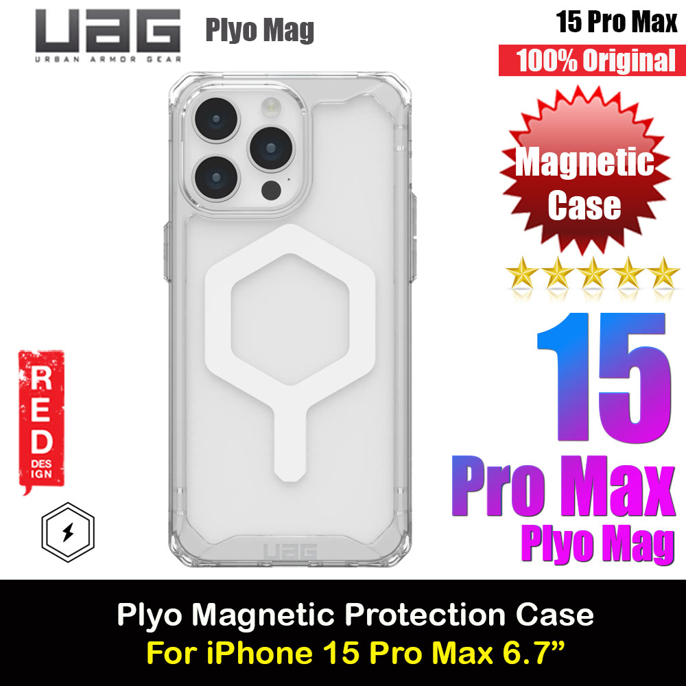 UAG Plyo Magsafe Compatible Drop Proof Shock Impact Resistant Transparent Clear Case for iPhone 15 Pro Max 6.7 (Ice White)