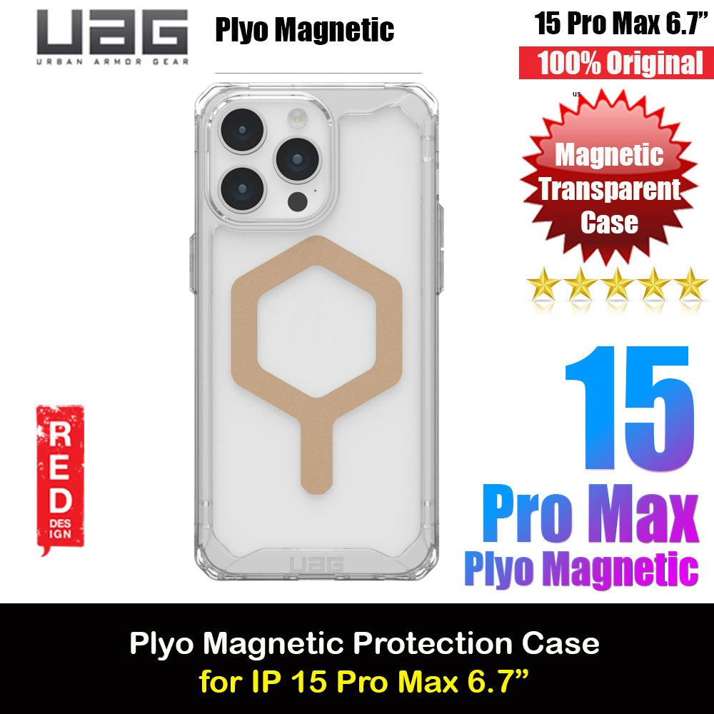 UAG Plyo Magsafe Compatible Drop Proof Shock Impact Resistant Transparent Clear Case for iPhone 15 Pro Max 6.7 (Ice Gold)