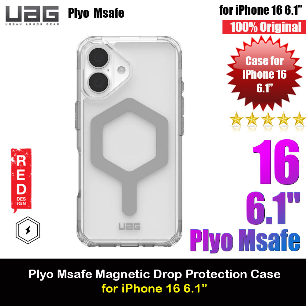 UAG Plyo Magsafe Drop Proof Shock Impact Resistant Transparent Clear Case for iPhone 16 6.1 (Ice Silver)