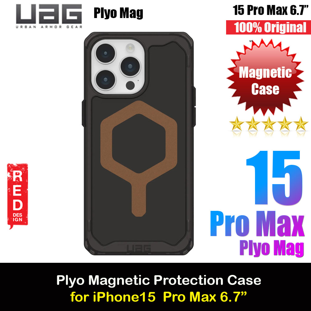 UAG Plyo Magsafe Compatible Drop Proof Shock Impact Resistant Transparent Clear Case for iPhone 15 Pro Max 6.7 (Black Bronze)
