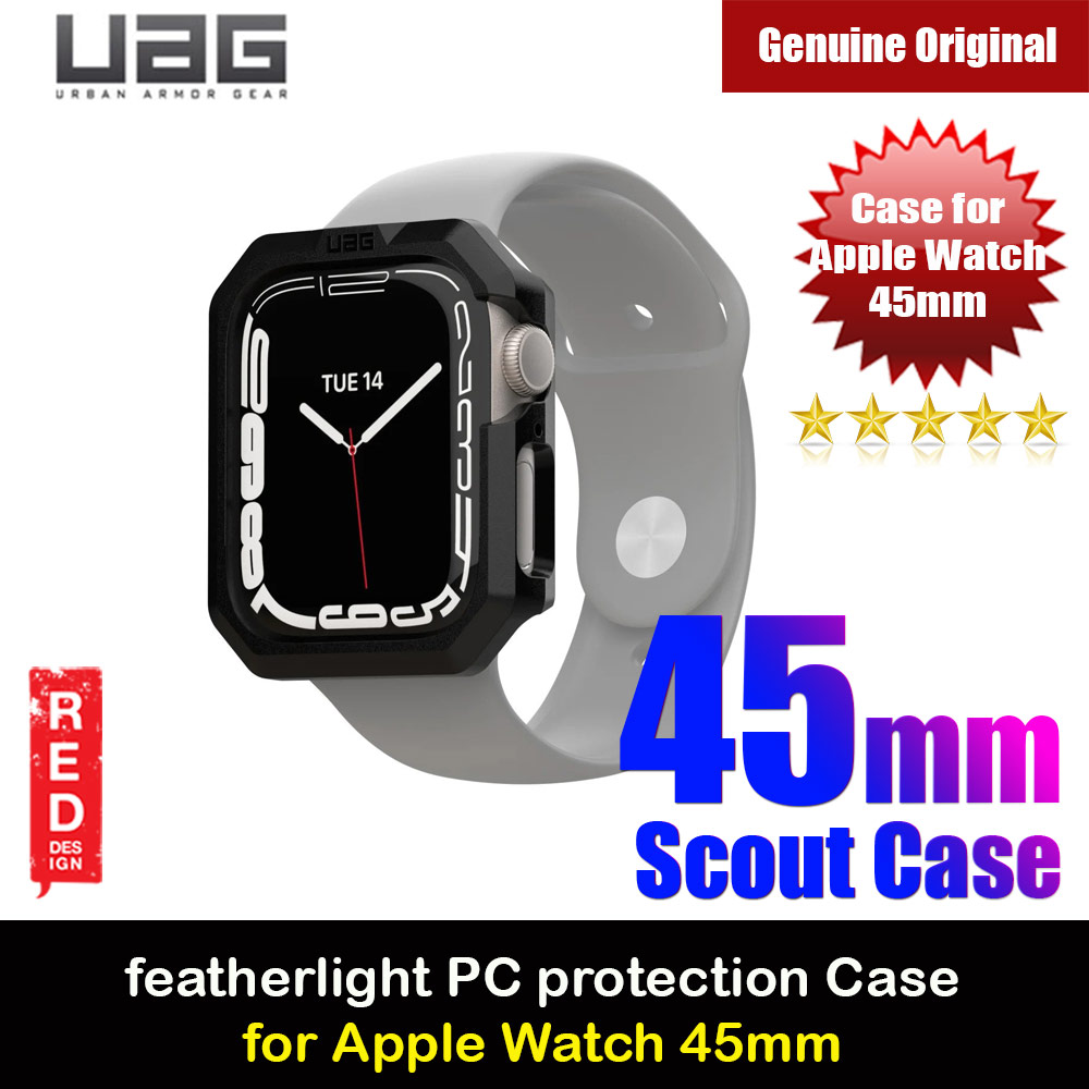 UAG Scout Series Featherlight PC Protection and Raised Screen Surround designed for Apple Watch 45mm Series 7 (Black)