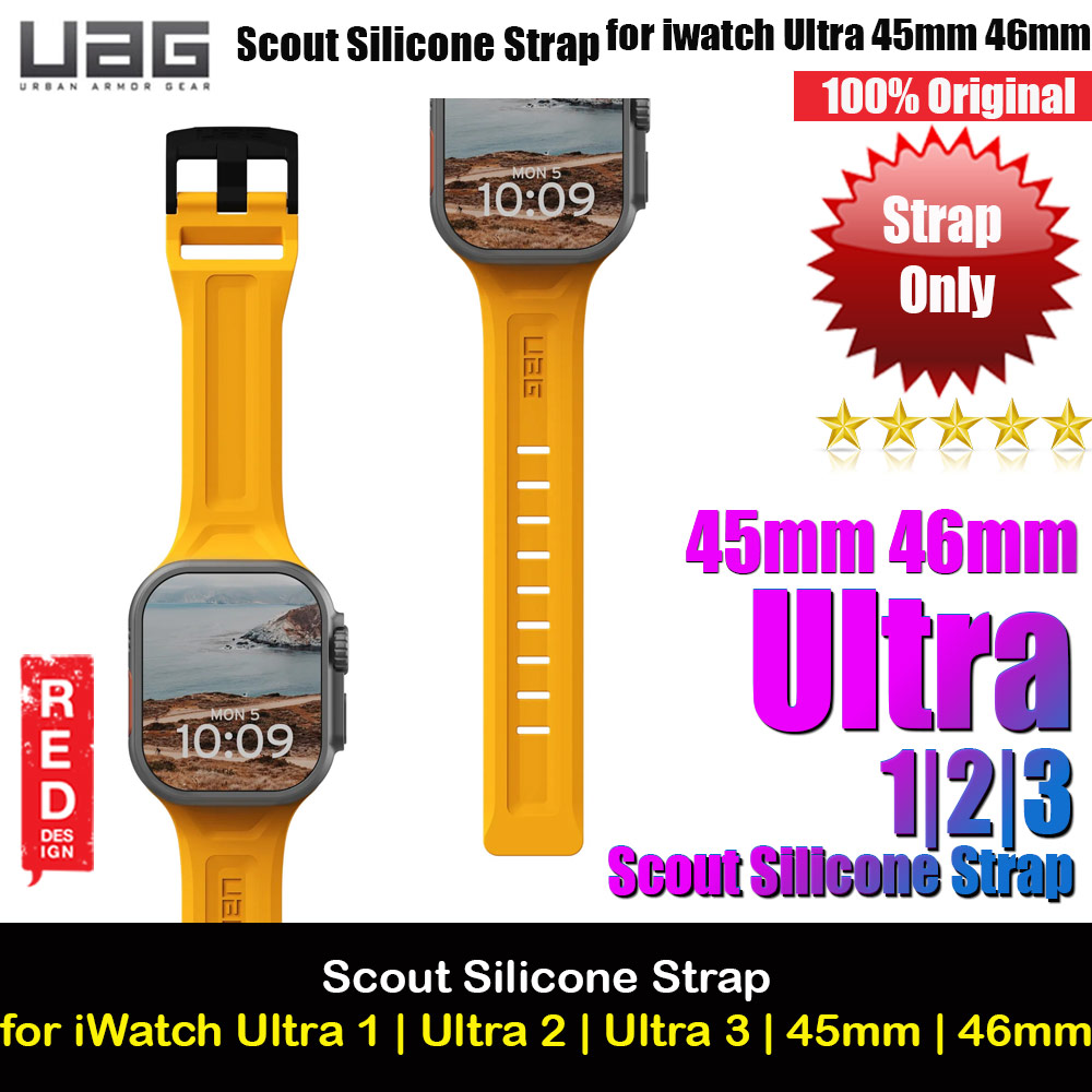 UAG Scout Silicone Strap for Apple Watch 44mm 45mm 46mm 49mm Ultra 1 2 3 (Heritage Yellow)
