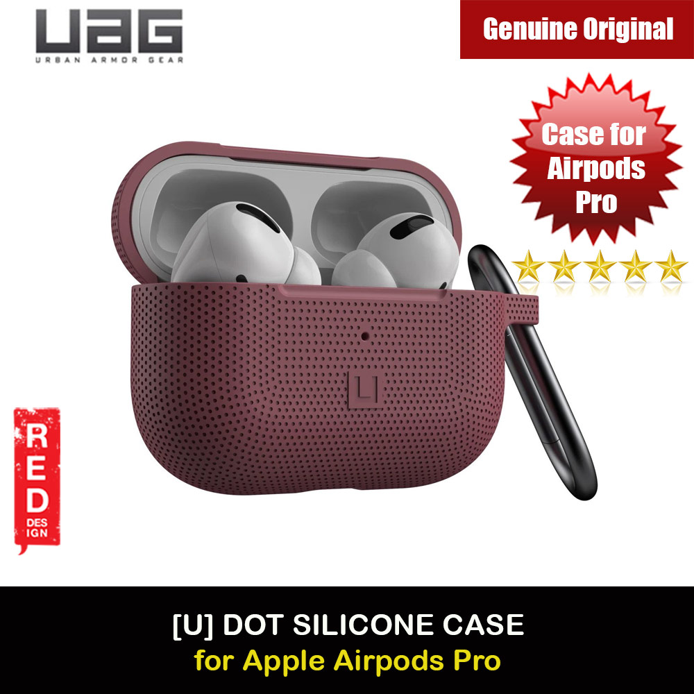 UAG [U] Dot Silicone Airpdds Pro Case with Detachable Carabiner for Airpods Pro Airpod Pro (Aubergine)