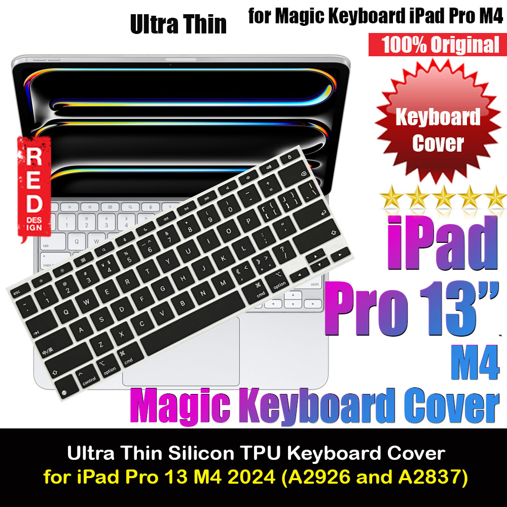 High Transparency Ultra Thin Magic Keyboard Cover Protector for iPad Pro 13 M4 2024 (Black)