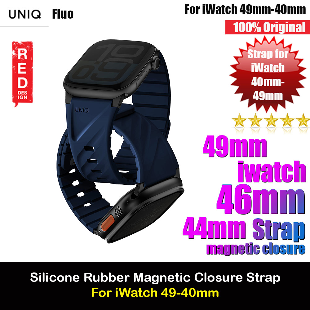 Uniq Silicone Rubber Strap with Magnetic Closure for Apple Watch 49mm 46mm 45mm 44mm 42mm 40mm (Midnight Blue)