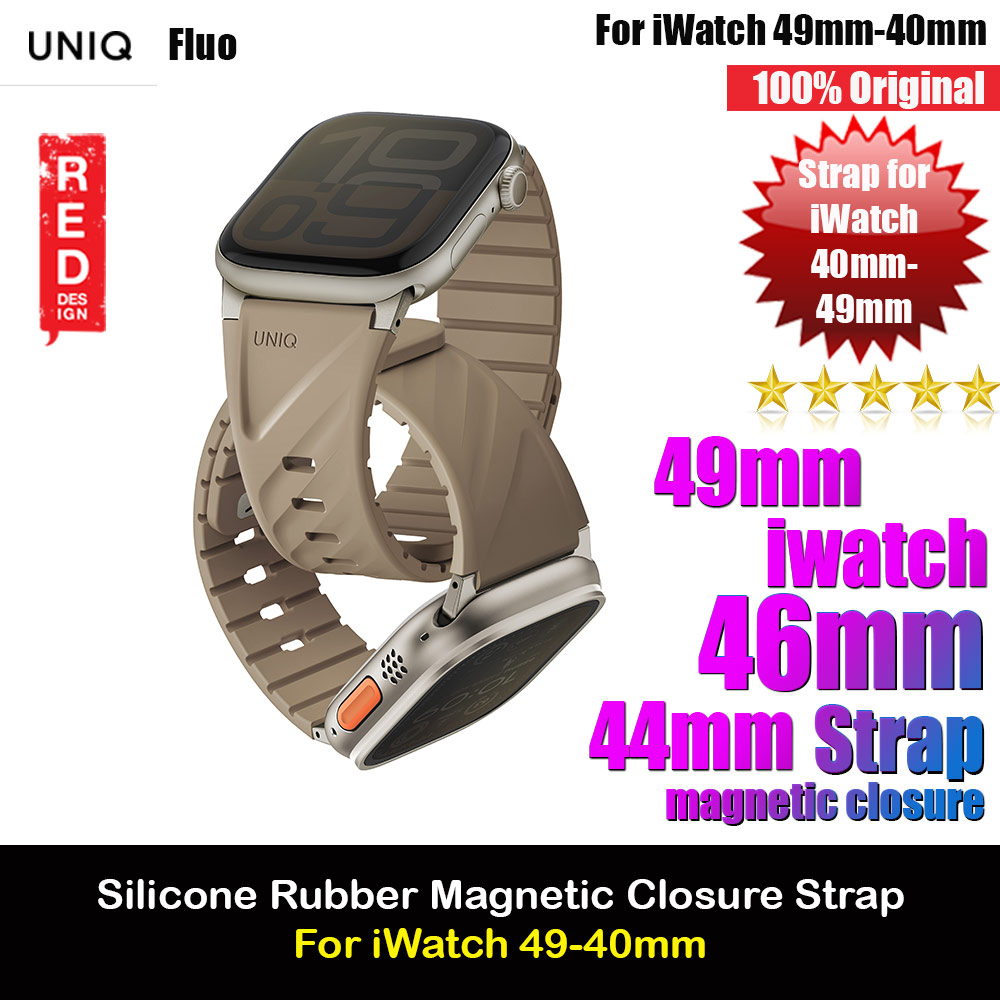 Uniq Silicone Rubber Strap with Magnetic Closure for Apple Watch 49mm 46mm 45mm 44mm 42mm 40mm (Soft Sand)