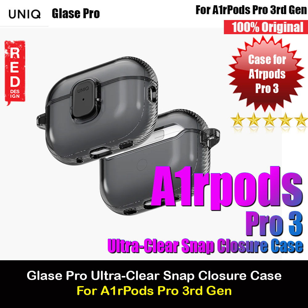 Uniq Glase Pro Ultra-Clear Snap Closure Case for Airpods Pro 3 3rd Gen 2025 (Smoke)