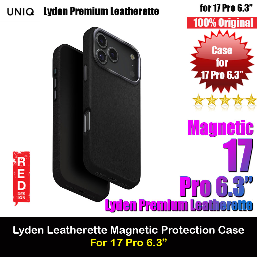 Uniq Lyden Premium Leatherette Magclick Protection Case for iPhone 17 Pro 6.3 (Dallas Black)