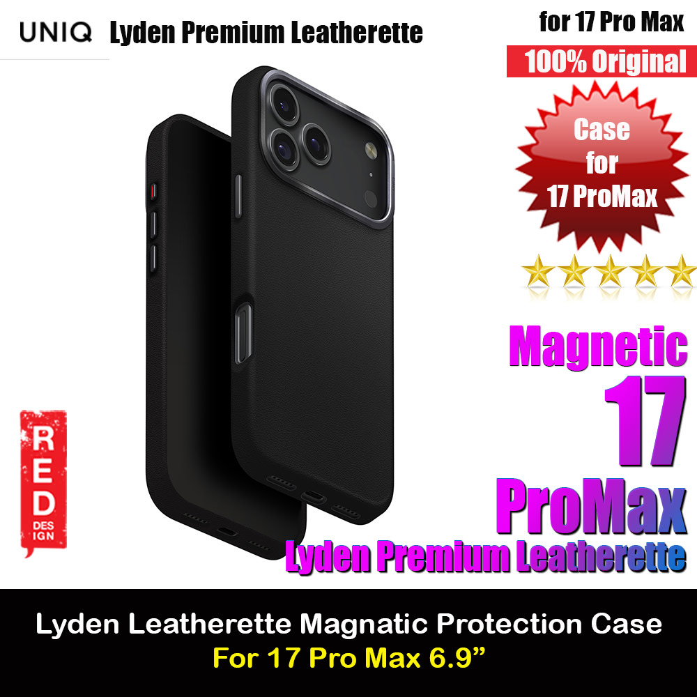 Uniq Lyden Premium Leatherette Magclick Protection Case for iPhone 17 Pro Max 6.9 (Dallas Black)