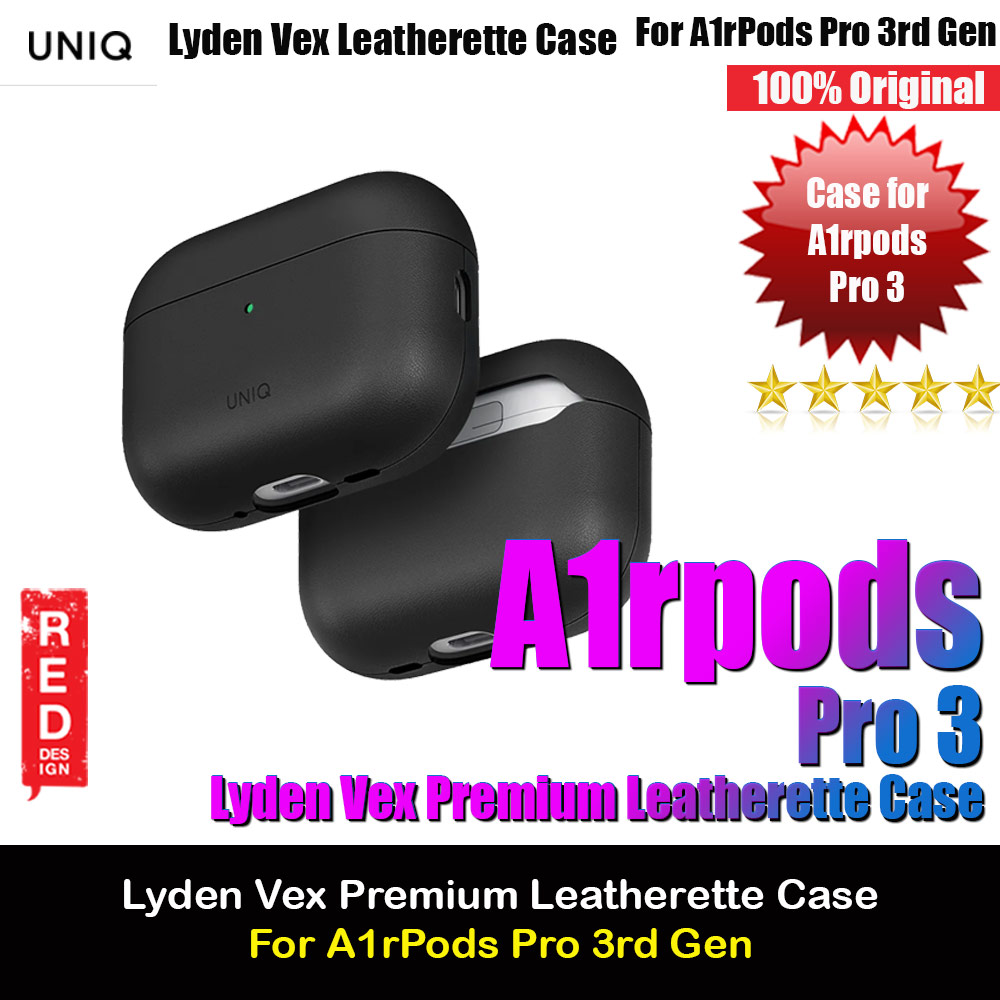 Uniq Lyden Vex Premium Leatherette Case for Airpods Pro 3 3rd Gen 2025 (Black)