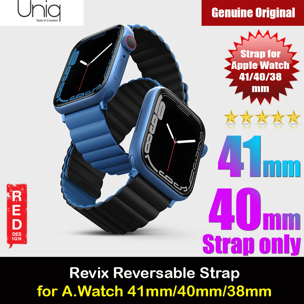 Uniq Revix Reversible Magnetic Silicone Strap Apple Watch 41mm 40mm 38mm Series 1 2 3 4 5 6 7 SE Nike (Blue Black)