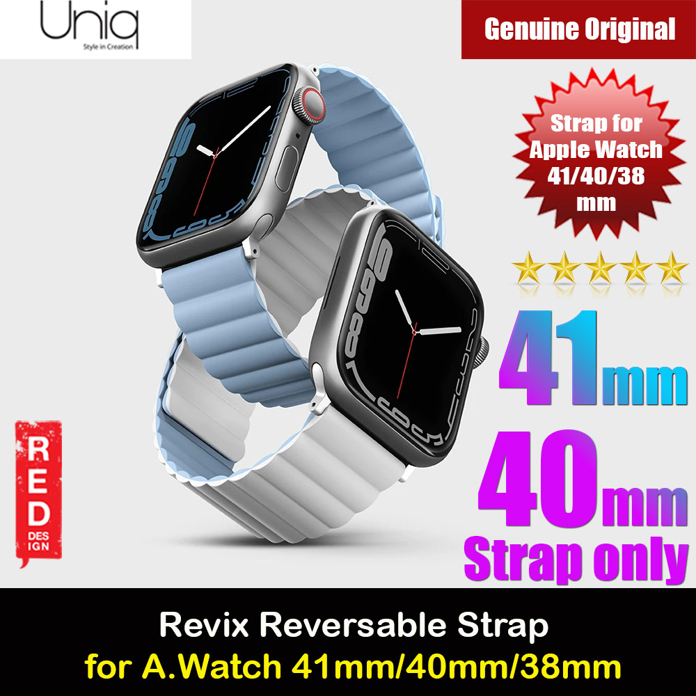 Uniq Revix Reversible Magnetic Silicone Strap Apple Watch 41mm 40mm 38mm Series 1 2 3 4 5 6 7 SE Nike (Blue White)
