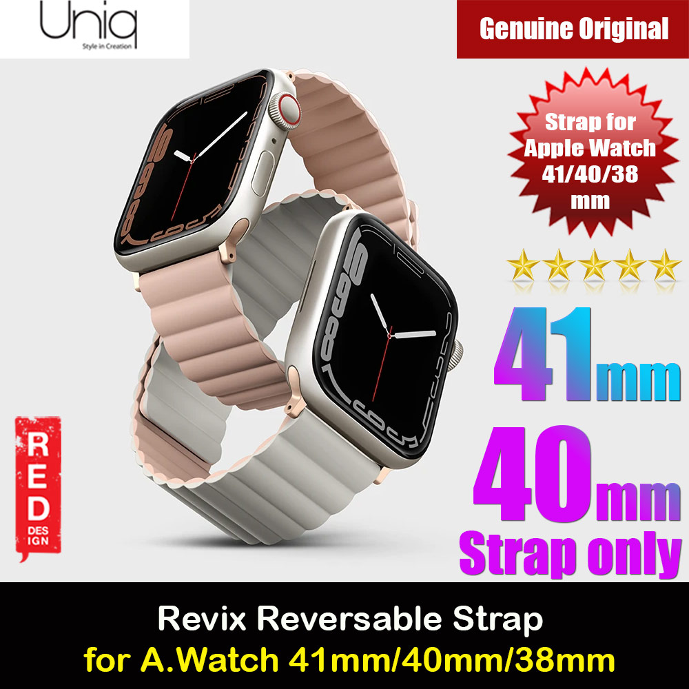 Uniq Revix Reversible Magnetic Silicone Strap Apple Watch 41mm 40mm 38mm Series 1 2 3 4 5 6 7 SE Nike (Pink Beige)