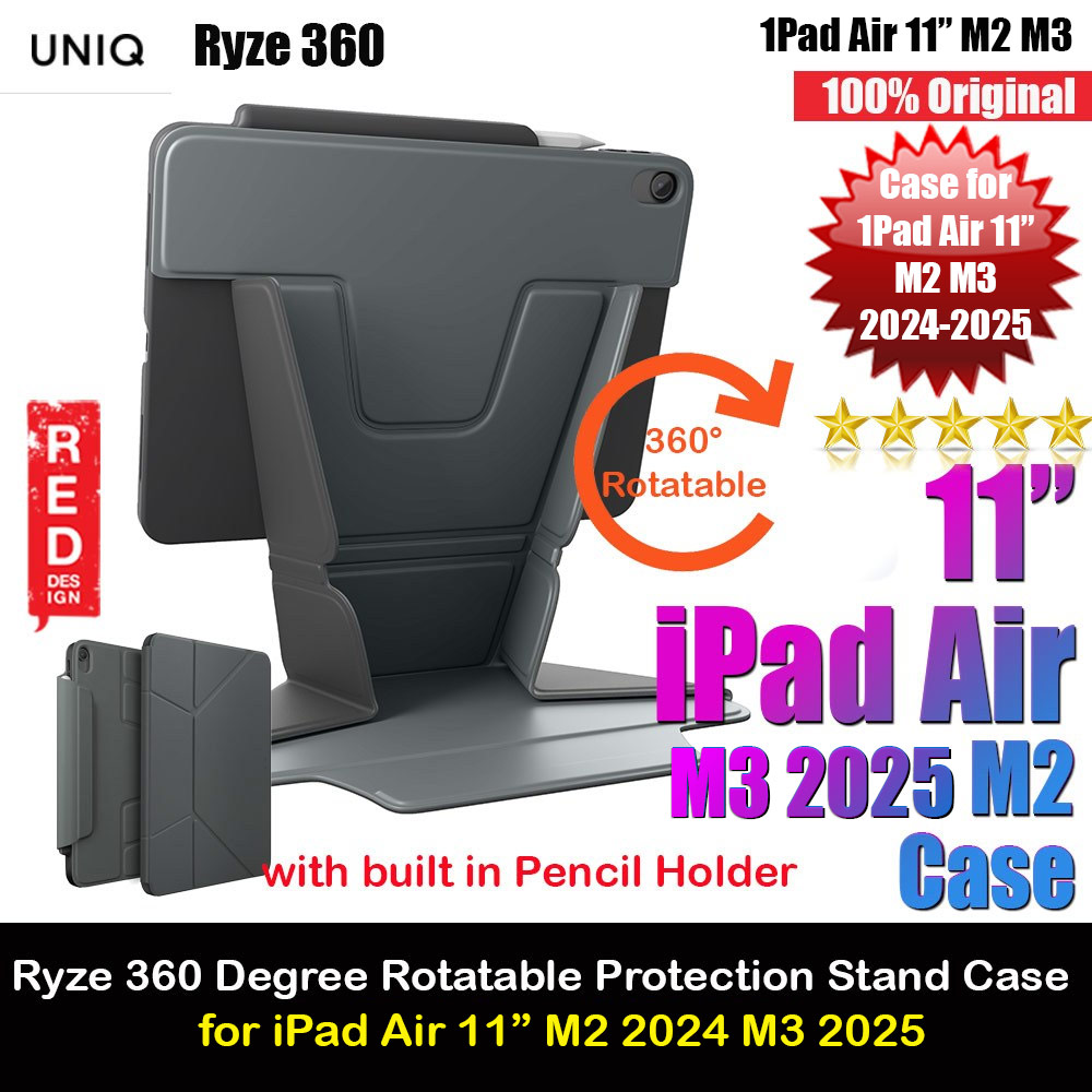 Uniq Ryze 360 Degree Rotatable Standable as Stand Holder Protection Case for iPad Air 11 M2 2024 M3 2025 (Lichen Green)