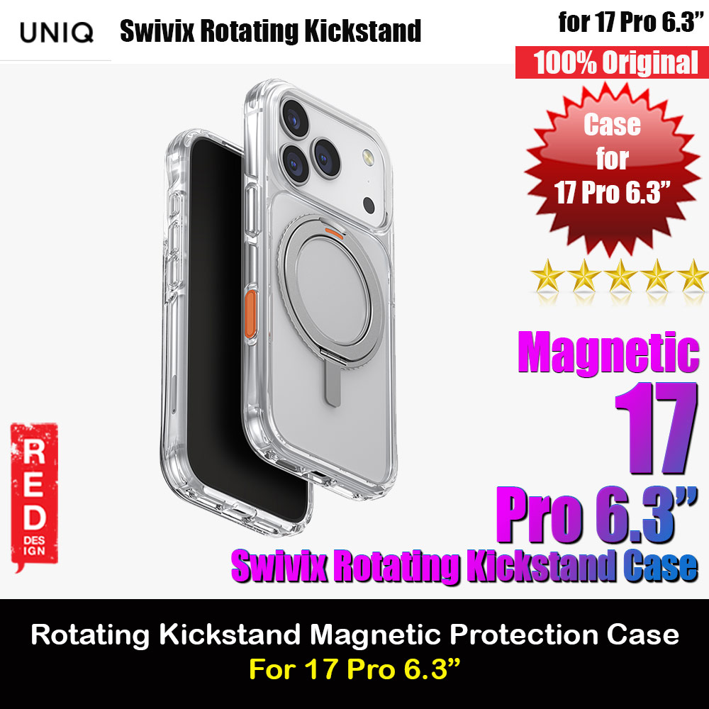 Uniq Swivix Rotating 360 Kickstand Case Magclick Protection Case for iPhone 17 Pro  6.3 (Lucent Clear)