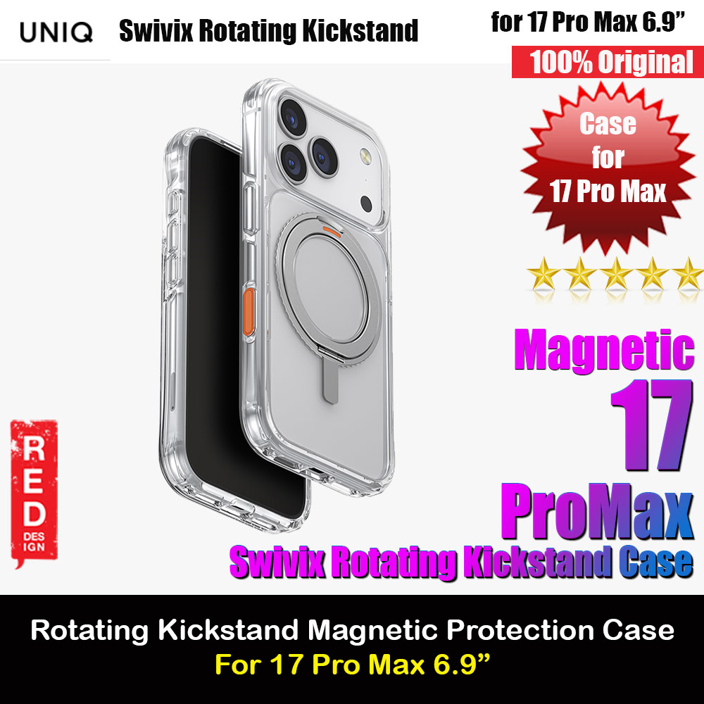 Uniq Swivix Rotating 360 Kickstand Case Magclick Protection Case for iPhone 17 Pro Max 6.9 (Lucent Clear)